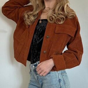 Forever 21 Burnt Orange Corduroy Button Up